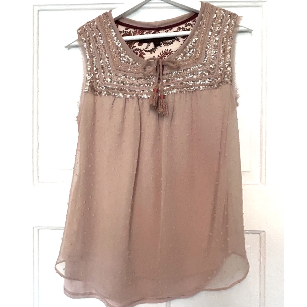 Anthropologie sleeveless top. Adorned with sequins ✨